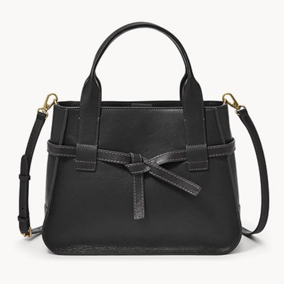 Fossil Handbags - Fossil Black Leather Willow Satchel Purse